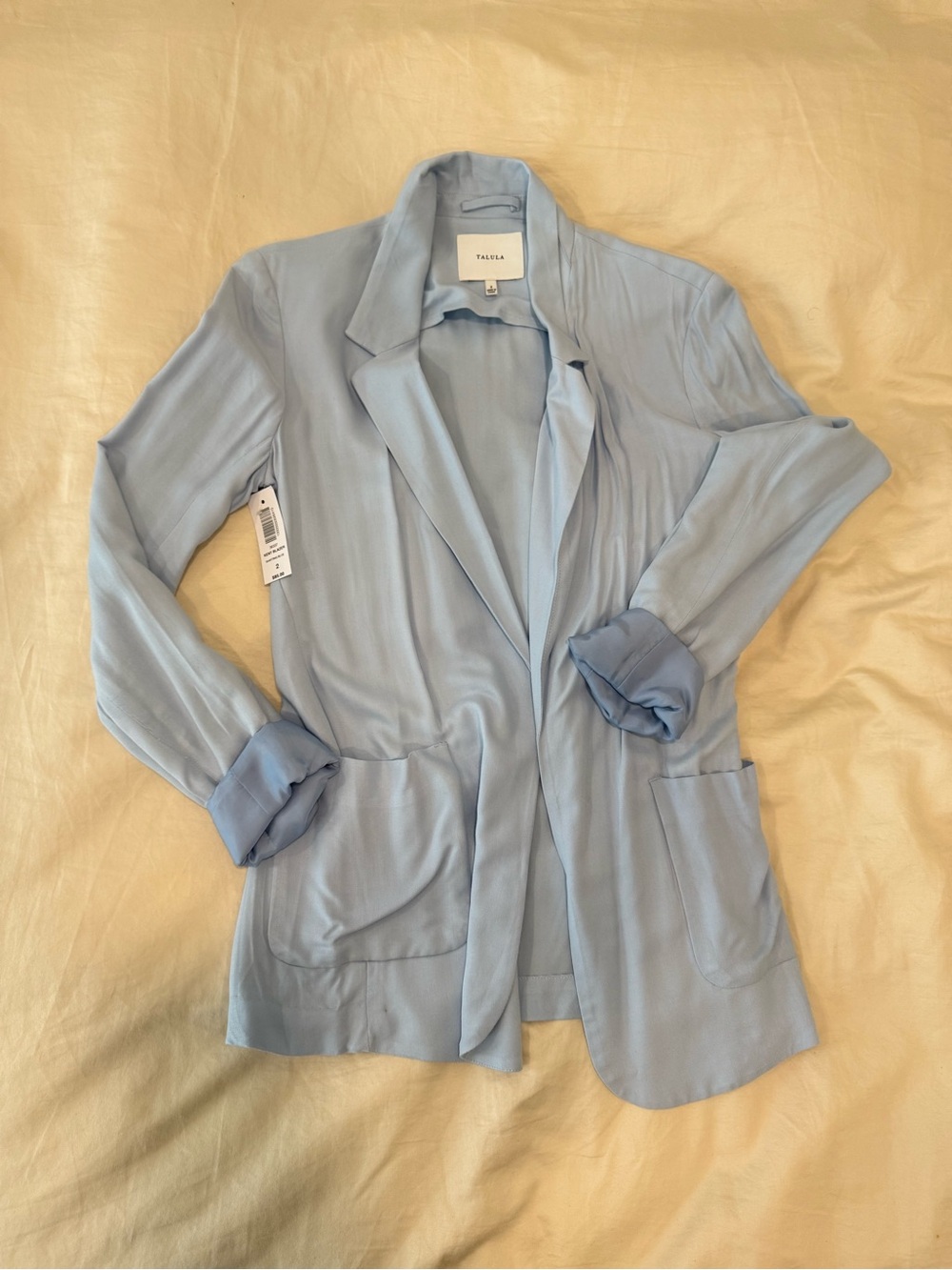 Aritzia Talula Light Blue Open-Front Relaxed Blazer